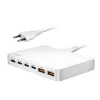Încărcător de birou USB-A/C LogiLink PA0418, 100 W, GaN, 6 porturi, 2x USB-A (QC), 4x USB-C (PD), alb