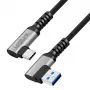 Cablu LogiLink CU0470 USB 3.2 Gen1 Type-C, A/M 90° la C/M 90°, 5 Gbps, 60W, metal, argintiu/negru, 0,5 m