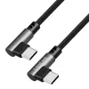 Cablu LogiLink CU0463 USB 2.0 Type-C, C/M 90° la C/M 90°, 480 Mbps, 100W, metal, argintiu/negru, 3 m