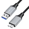 Cablu LogiLink CU0291 USB 3.0, A/M la Micro-USB/M, 5 Gbps, nailon, metal, negru/argintiu, 2 m