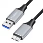 Cablu LogiLink CU0290 USB 3.0, A/M la Micro-USB/M, 5 Gbps, nailon, metal, negru/argintiu, 1 m