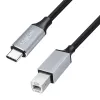 Cablu USB 2.0 Type-C Logilink CU0516, C/M la B/M, 480 Mbps, nailon, metal, negru/argintiu, 3 m