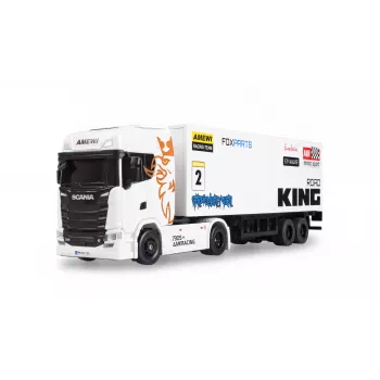 Amewi Mini-Scania 730 S cu remorcă cutie 1:64 RTR, alb (22784)