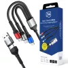 Cablu 3MK Hyper Cable N-SERIES 6 în 1 USB-C / USB-A la USB-C / MicroUSB / Lightning, QC 3.0, 18 W (9 V / 2 A), 1,2 m, negru
