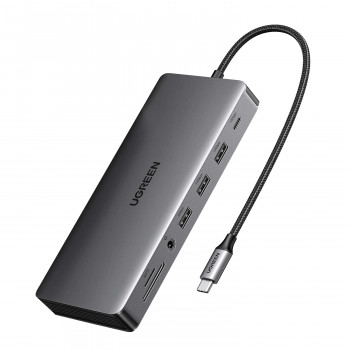 Stație de andocare pentru laptop Ugreen Revodok Pro 313 USB-C (15978), UGR1851, 100 W, gri